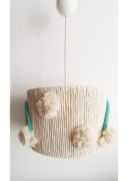 El Yapımı Ponponlu Gökkuşağı Detaylı Sarkıt Avize, Çocuk Odası Için Şık ve Renkli Aydınlatma fiyatları