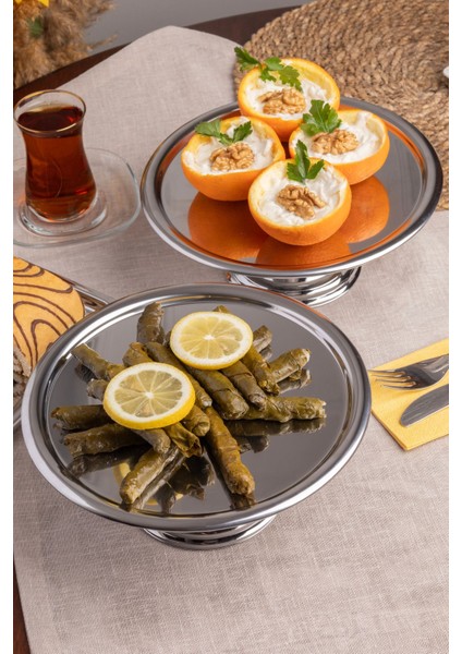 2'li Yuvarlak Gümüş Ayaklı Sunum Standı, Kek, Pasta, Kurabiye, Tatlı, Ikramlık modelleri