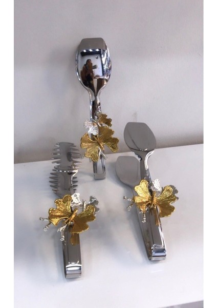 Kelebekli Gümüş 3'lü Sunum Takımı Paslanmaz Çelik fiyatları