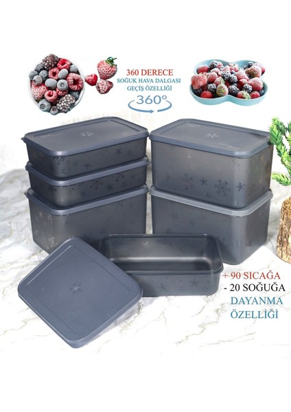 6'lı Ultra No Frost Derin Dondurucu ve Buzluk Saklama Kabı Antrasit