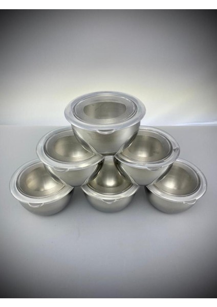 Kapaklı Paslanmaz Çelik 6'lı Çerezlik Takımı 8,5 Cm, Şık ve Dayanıklı Set