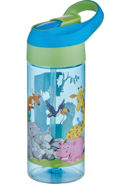 Yeşil 500ML Tritan Çocuk Okul Su Matarası, Pipetli, Dayanıklı ve Hafif Tasarım