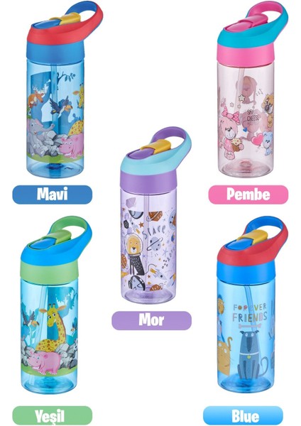 Yeşil 500ML Tritan Çocuk Okul Su Matarası, Pipetli, Dayanıklı ve Hafif Tasarım fiyatları