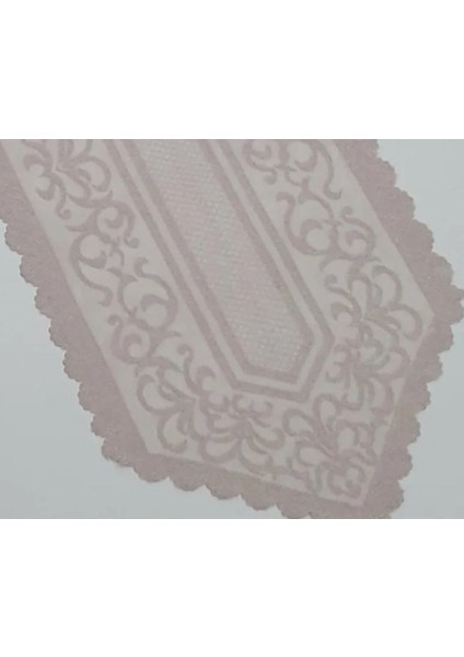 Kahverengi Osmanlı Desenli Örme Tül Runner 40X140, Şık ve Zarif Dekorasyon Parçası indirimleri