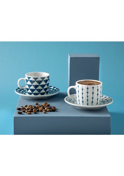 Lacivert 2'li Porselen Kahve Fincan Takımı, 80 Ml, Yeni Model