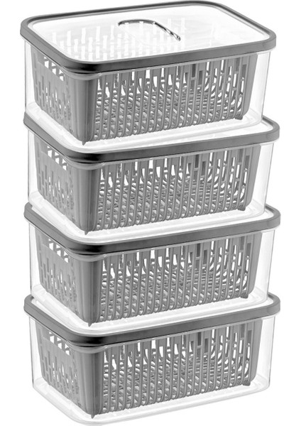 4'lü Antrasit Saklama Kabı Seti, Süzgeçli, 3,5 Lt, 23X17X11 cm fiyatları