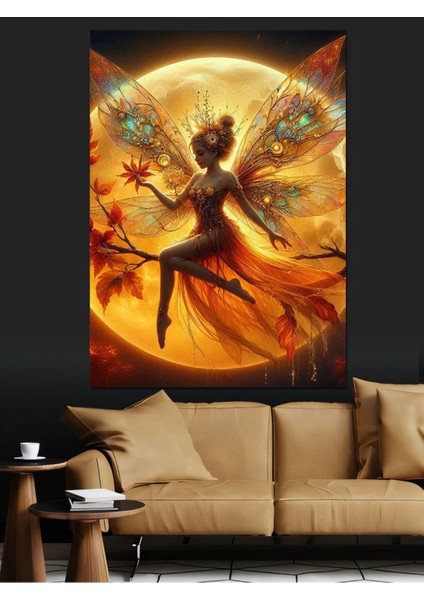Renkli Peri Kız ve Güneş Temalı Dekoratif Kanvas Tablo fiyatları