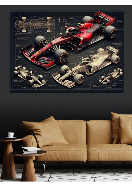 Dinamik Formula 1 Araç Temalı Renkli Dekoratif Tablo, Şık ve Modern Tasarım fiyatları