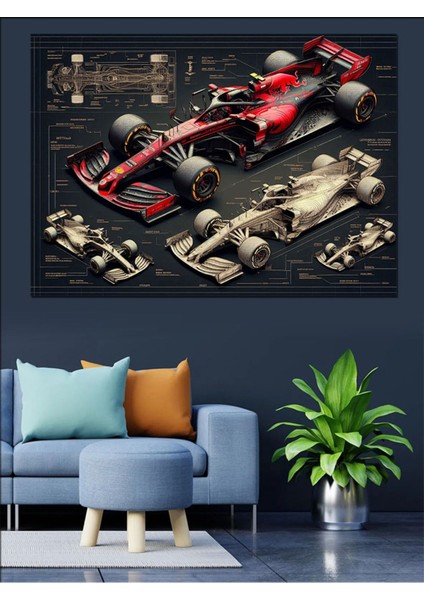 Dinamik Formula 1 Araç Temalı Renkli Dekoratif Tablo, Şık ve Modern Tasarım modelleri