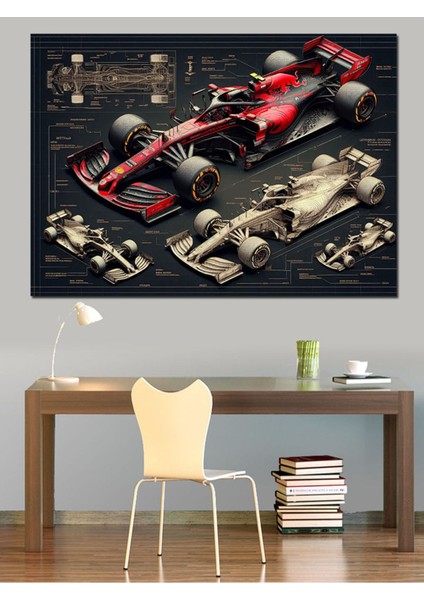Dinamik Formula 1 Araç Temalı Renkli Dekoratif Tablo, Şık ve Modern Tasarım indirimleri
