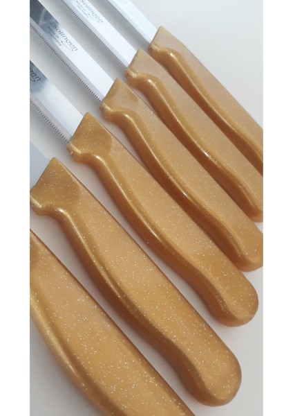 Altın Renkli 6'lı Meyve Bıçak ve Topuz Saplı Yan Soyacak Seti fiyatları