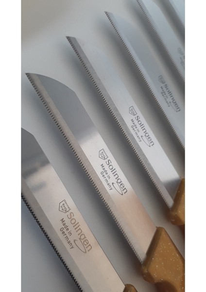 Altın Renkli 6'lı Meyve Bıçak ve Topuz Saplı Yan Soyacak Seti modelleri