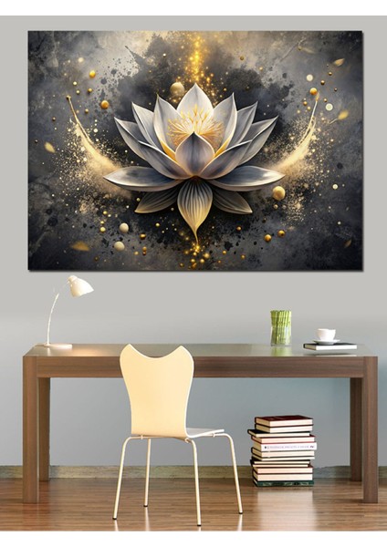 Çok Renkli Lotus Çiçeği Dekoratif Kanvas ve Mdf Ahşap Tablo 100X70 cm fırsatları