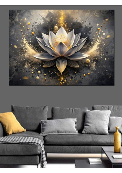 Çok Renkli Lotus Çiçeği Dekoratif Kanvas ve Mdf Ahşap Tablo 100X70 cm indirimleri