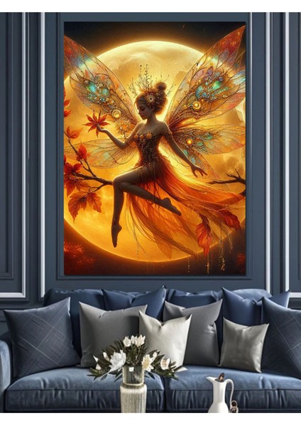 Renkli Peri Kız ve Güneş Temalı Dekoratif Kanvas Tablo modelleri