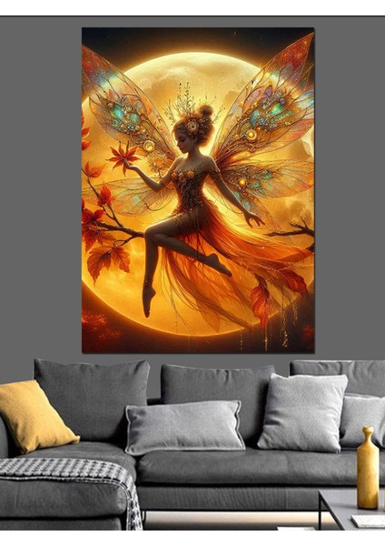 Renkli Peri Kız ve Güneş Temalı Dekoratif Kanvas Tablo fırsatları