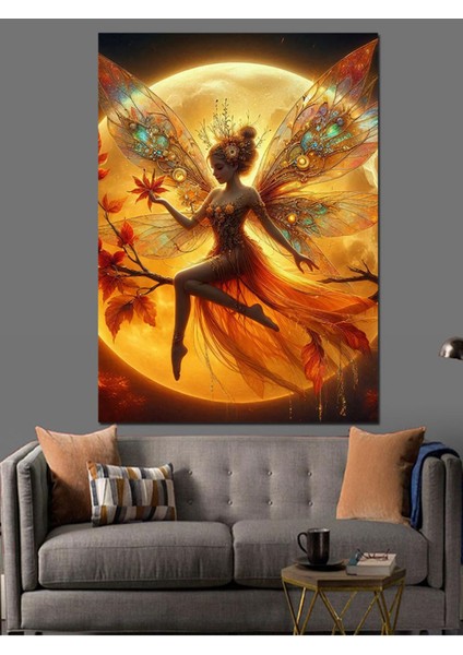 Renkli Peri Kız ve Güneş Temalı Dekoratif Kanvas Tablo indirimleri