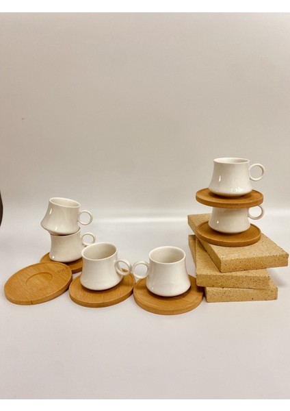 Beyaz 6'lı Porselen Kahve Fincan Takımı, Şık ve Kullanışlı Set fiyatları