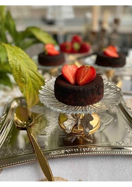 6'lı Kelebek Ayaklı Gold Cam Lokumluk ve Sunumluk, 13CM, Şık ve Zarif Tasarım