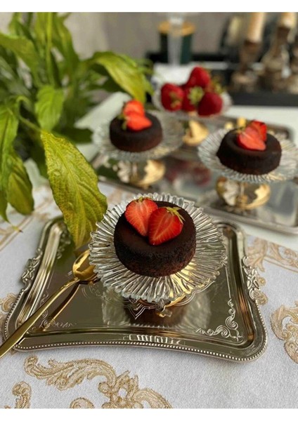 6'lı Kelebek Ayaklı Gold Cam Lokumluk ve Sunumluk, 13CM, Şık ve Zarif Tasarım fiyatları