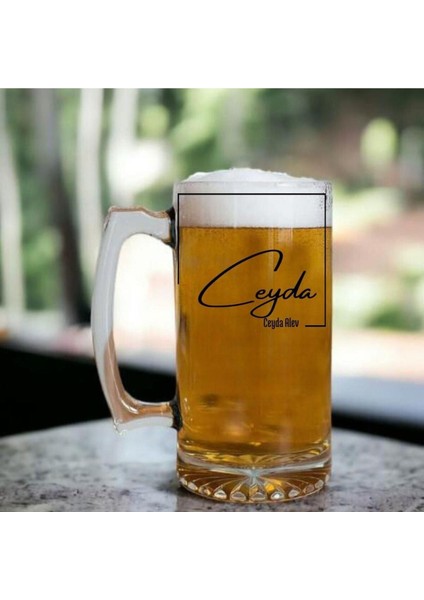 Kişiye Özel Imza Tasarımlı Bira Bardağı, Turuncu, Şık ve Benzersiz Tasarım