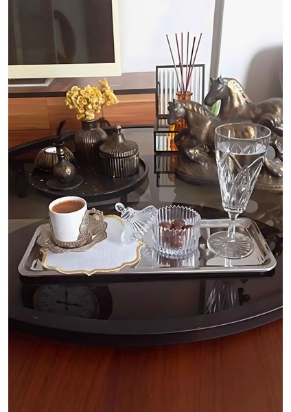 6'lı Şık Paslanmaz Çelik Baton Tepsi, Çay, Kahve, Pasta, Servis, Dekorasyon fırsatları