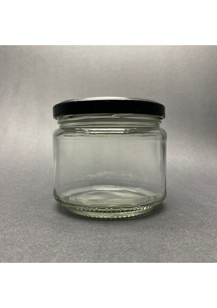 10 Adet 330 cc Cam Kavanoz, Siyah Kapaklı, Şık ve Şeffaf Tasarım