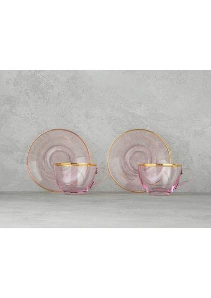 Pembe 4 Parça Çay Fincanı Takımı, Şık ve Zarif Tasarım, Iki Kişilik Set modelleri