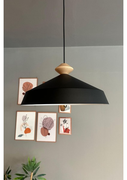 Şık Siyah Ahşap Topaç Sarkıt Avize, Restoran ve Kafe Için Modern Tasarım