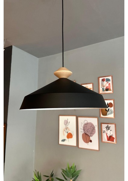 Şık Siyah Ahşap Topaç Sarkıt Avize, Restoran ve Kafe Için Modern Tasarım modelleri