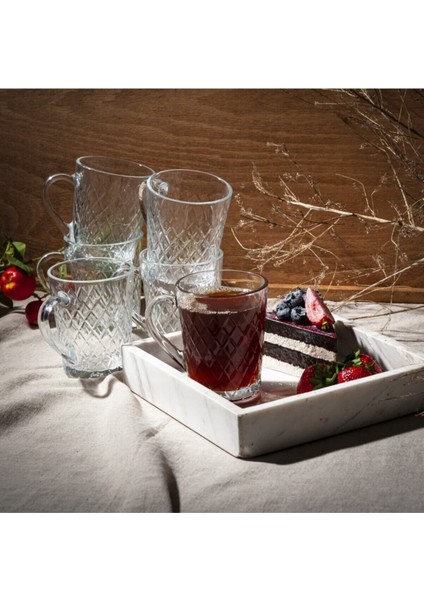 Beyaz 6'lı Kulplu Çay Fincanı, Şık ve Kullanışlı Set
