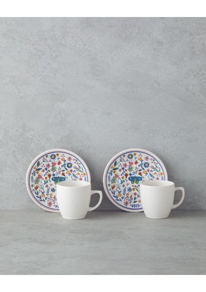 Mavi Butterfly Seramik 4 Parça Kahve Fincan Takımı, 110 Ml, 2 Kişilik