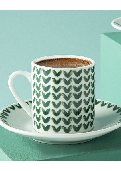 2 Kişilik 4 Parça Porselen Kahve Fincan Takımı, 80 Ml, Yeşil fiyatları