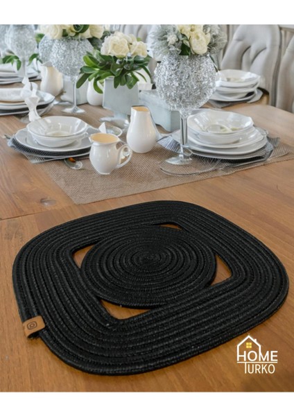 Şık Hasır ve Jüt Dekoratif Set, Çeyizlik Masa Örtüsü ve Tabak Altlığı