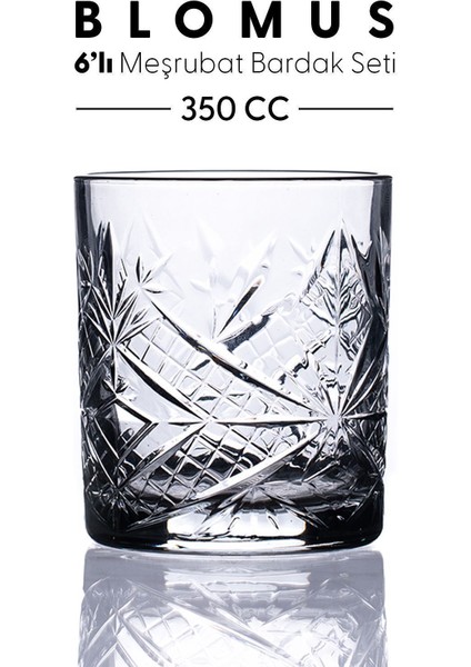 6'lı Cam Meşrubat Bardak Seti, Kristal Vintage, 350 Cc, Turuncu fiyatları