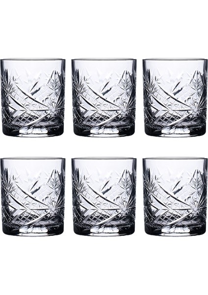 6'lı Cam Meşrubat Bardak Seti, Kristal Vintage, 350 Cc, Turuncu modelleri