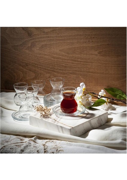 Etnik 12 Parça Beyaz Çay Takımı, Şık ve Zarif Set