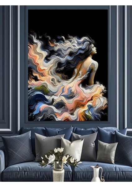 Rüzgarda Dans Dekoratif Kanvas ve Mdf Ahşap Tablo, Canlı Renkler