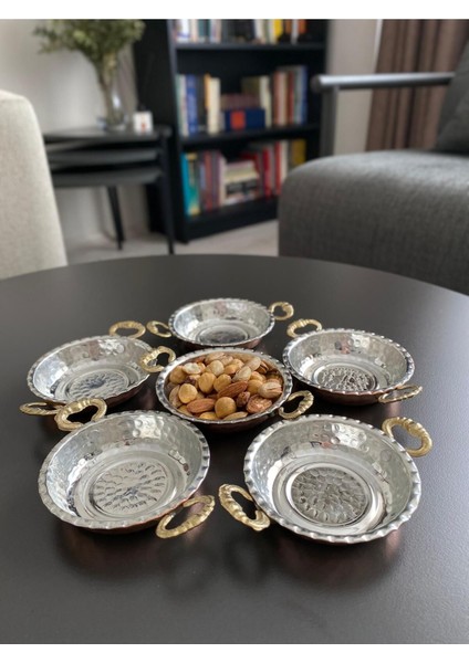 6'lı Renkli Bakır Çerezlik Set, Mini Sunum Tabakları, 9x2,3 cm fiyatları