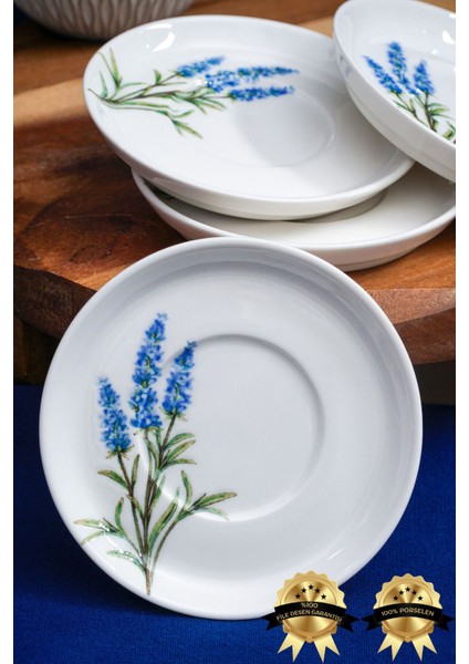 12CM Porselen Çay Tabak Seti, 6 Parça, Beyaz, Zarif ve Dayanıklı Tasarım