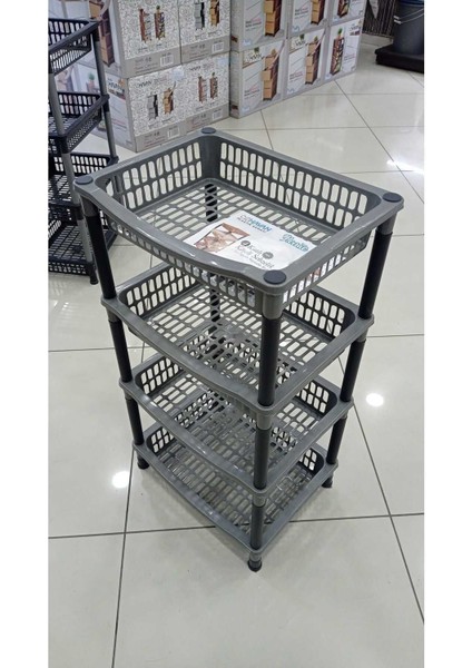 4 Katlı Gri Kare Plastik Sebzelik, Çok Katlı Pratik Saklama Kutusu fiyatları