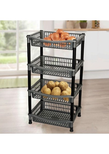 4 Katlı Gri Kare Plastik Sebzelik, Çok Katlı Pratik Saklama Kutusu modelleri