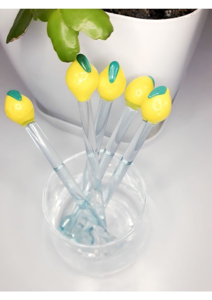 El Yapımı Limon Cam Çay Kaseği Seti, 6 Parça, Şık ve Şeffaf Tasarım