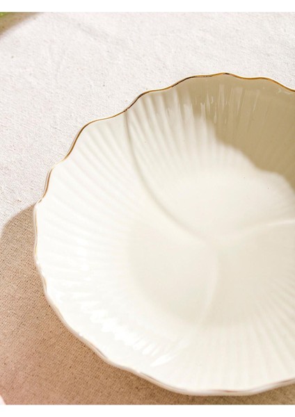 Desenli Porselen Pasta Tabağı 21 cm Ekru, Şık ve Zarif Yemek Sunumu Için Ideal fiyatları
