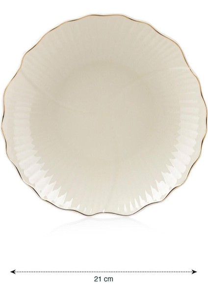 Desenli Porselen Pasta Tabağı 21 cm Ekru, Şık ve Zarif Yemek Sunumu Için Ideal modelleri