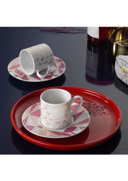 Pembe 4'lü Çift Kişilik Kahve Fincan Takımı, Şık ve Zarif Tasarım