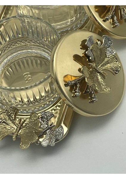 3'lü Cam Kase Seti, Sunum ve Baharatlık Için Şık Dikdörtgen Tepsili fiyatları