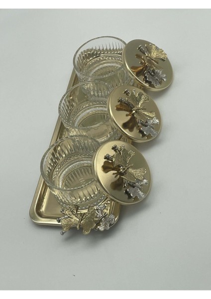 3'lü Cam Kase Seti, Sunum ve Baharatlık Için Şık Dikdörtgen Tepsili fırsatları