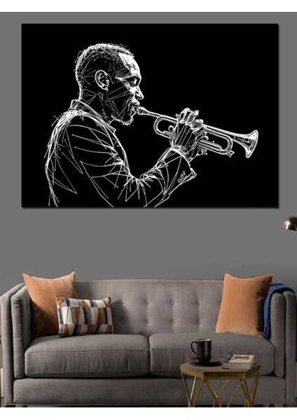 Renkli Caz Trompet Çalan Adam Dekoratif Tablo, Şık ve Modern Duvar Dekoru modelleri