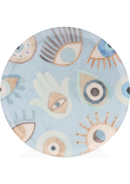 Çok Renkli 30 cm Amulet Servis Tabağı, Şık ve Zarif Tasarım